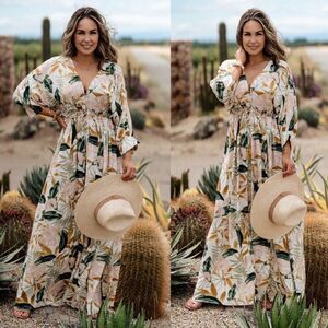 NWT Floral Print Multi Color Long Sleeve Maxi